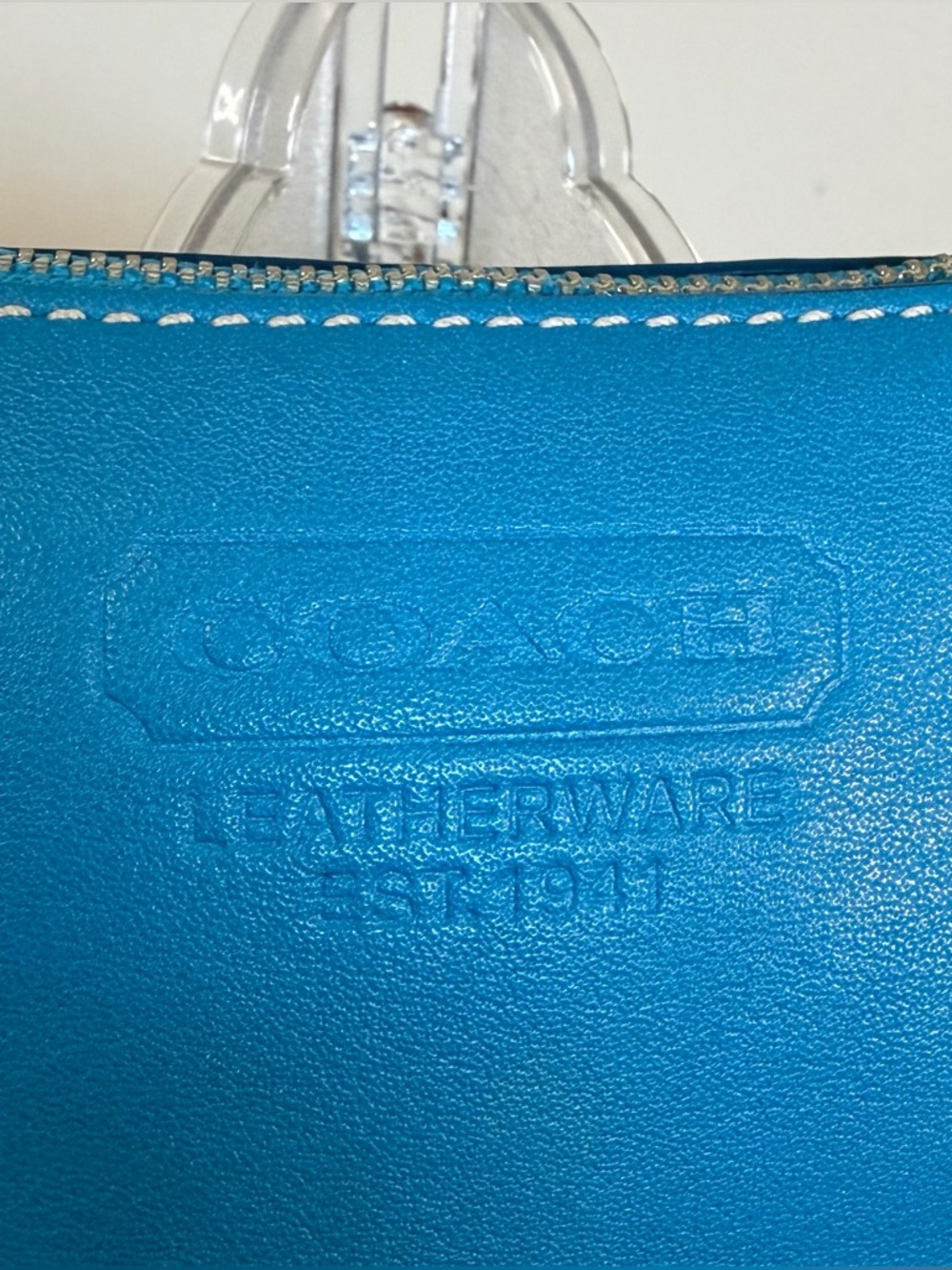 Coach Turquoise Blue Leather Wristlet Clutch EUC - Picture 5 of 16